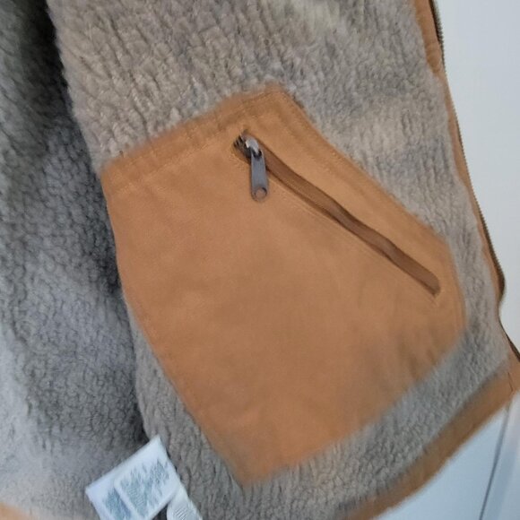 Berne Vest Womens S Tan Brown Fleece Lined Zip Pockets Work Wear Canvas - Picture 5 of 9